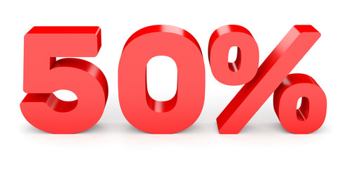 Fifty percent off. Discount 50 %.