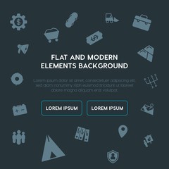 business, transports, industry, location fill vector icons and elements background concept on dark background.Multipurpose use on websites, presentations, brochures and more