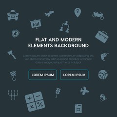 business, transports, industry, location fill vector icons and elements background concept on dark background.Multipurpose use on websites, presentations, brochures and more