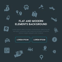 business, transports, industry, location fill vector icons and elements background concept on dark background.Multipurpose use on websites, presentations, brochures and more