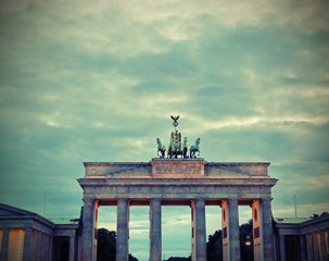 Berlin Germany Brandenburg Gate with ancient effect
