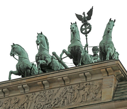 Brandenburg Gate in Berlin in Germany with four horses