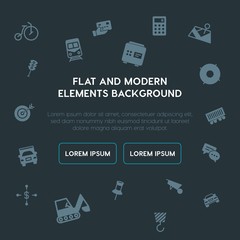 Naklejka premium business, transports, industry, location fill vector icons and elements background concept on dark background.Multipurpose use on websites, presentations, brochures and more