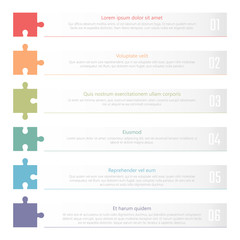 numbered list template, chart table vector design with colorful puzzles