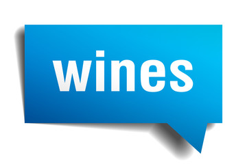 wines blue 3d speech bubble