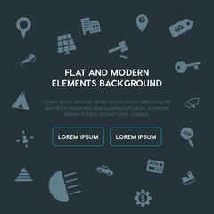 business, transports, industry, location fill vector icons and elements background concept on dark background.Multipurpose use on websites, presentations, brochures and more