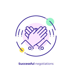 line art high five. Rised hands slap. Team building. Scalable vector icon in modern lineart style. outline elements vector illustration.