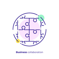 line art puzzle. Team building. Scalable vector icon in modern lineart style. outline elements vector illustration.