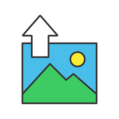 Digital image uploading color icon