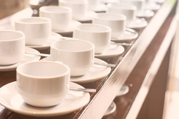 Coffee cups in the garden