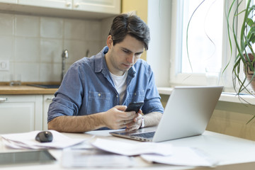 Fototapeta premium Freelancer work at home