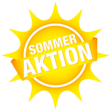 Sonnen-Button Banner "Sommeraktion" gelb