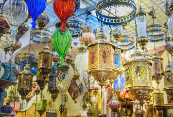 Traditional oriental colourful lamps lanterns