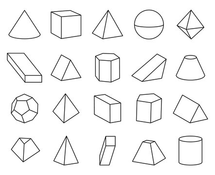 Cone and Pyramid Shapes Set Vector Illustration