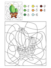 Coloring children, plant cactus. Interesting picture. Puzzle.