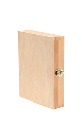 closed wood gift box isolated on white background with clipping path