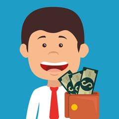 businessman with wallet money avatar character vector illustration design