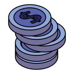 pile coins money isometric vector illustration design