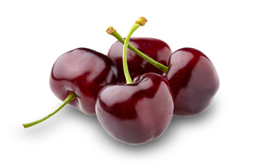 Sweet cherry berries isolated on white background cutout