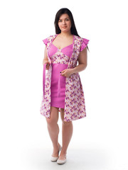 woman robe with shirt