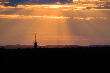 Sunset Over TV-Tower Skyline in Falun, Sweden