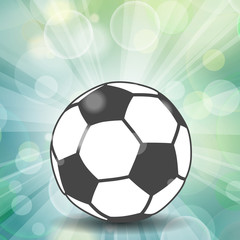 Obraz premium soccer ball icon with shadow and flash rays on blue background