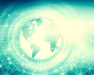 Best Internet Concept of global business. Globe, glowing lines on technological background. Wi-Fi, rays, symbols Internet, 3D illustration