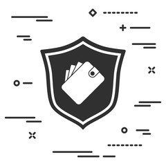 conceptual image of personal wallet protection. flat shield with