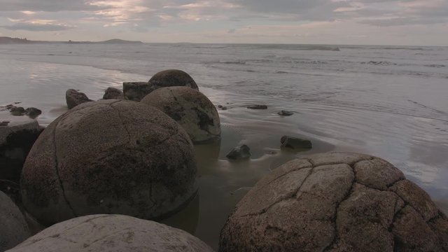 Moeraki boulders in the South Island New Zealand