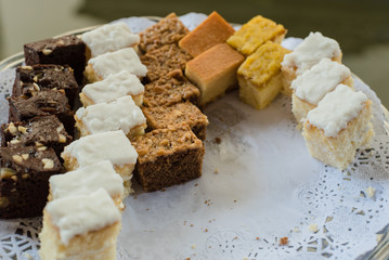 Delicious cake on the tray.