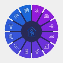 science, education Infographic Circle outline Icons Set. Contains such Icons as  concept,  technology, education, dna,  sport,  desk,  inclined,  class, table and more. Fully Editable. Pixel Perfect