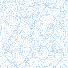 Seamless abstract hand-drawn waves pattern, wavy background.