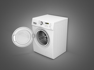 Washing machine with an open door on grey gradient background 3d illustration