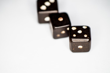 Vintage dices on a white background