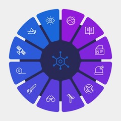 science, education Infographic Circle outline Icons Set. Contains such Icons as book,  astronomy,  dish,  laboratory,  planet,  open,  badge,  lab,  chemical and more. Fully Editable. Pixel Perfect