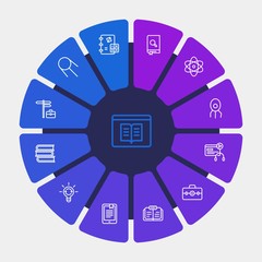 Obraz premium science, education Infographic Circle outline Icons Set. Contains such Icons as learning, medical, literature, career, financial, medicine, astronomy, space and more. Fully Editable. Pixel Perfect