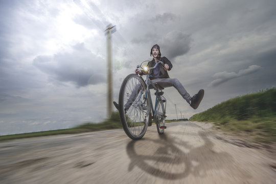 bicyle ride through field