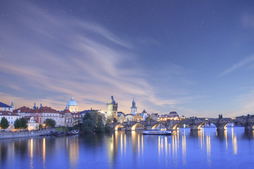 Beautiful view of Charles Bridge, Old Town and Old Town Tower of Charles Bridge, Czech Republic