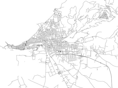 Strade di Trapani, cartina della città, capoluogo di regione, Sicilia, Italia. Stradario. Mappa