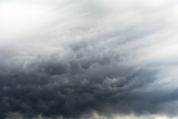 Mammatus clouds fill the sky after a passing supercell thunderstorm.