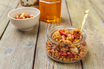 Homemade granola with nuts and seeds