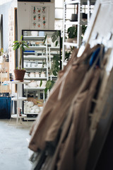Handcrafted on a potter's wheel,Hands make clay from various items for home and sale in the store and at the exhibition, ceramic items are made in hand, the clay billet becomes a ceramic dish