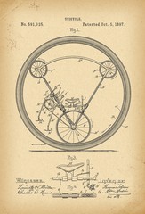 1897 Patent Velocipede Bicycle Unicycle history invention