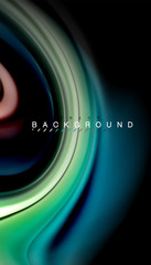 Abstract wave lines fluid rainbow style color stripes on black background
