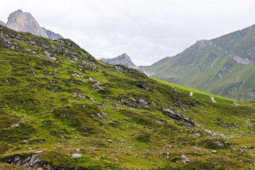 Fototapeta premium Mountain and glacier landscape in Tirol. Austria, region of Hintertux.