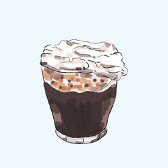 Hand drawn coffee vector illustration isolated.
