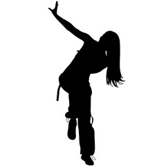 Zumba Girl, Female Vector Silhouette with arm in the air
