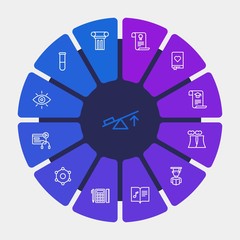 science, education Infographic Circle outline Icons Set. Contains such Icons as  success, vision, music,  man,  electricity,  male,  old,  lab,  business, power and more. Fully Editable. Pixel Perfect