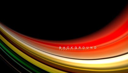 Fluid mixing colors, vector wave abstract background