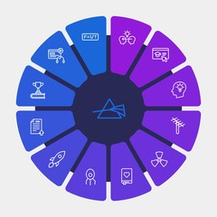 science, education Infographic Circle outline Icons Set. Contains such Icons as  nuclear,  internet,  book,  education,  learning,  virtual,  background,  study and more. Fully Editable. Pixel Perfect